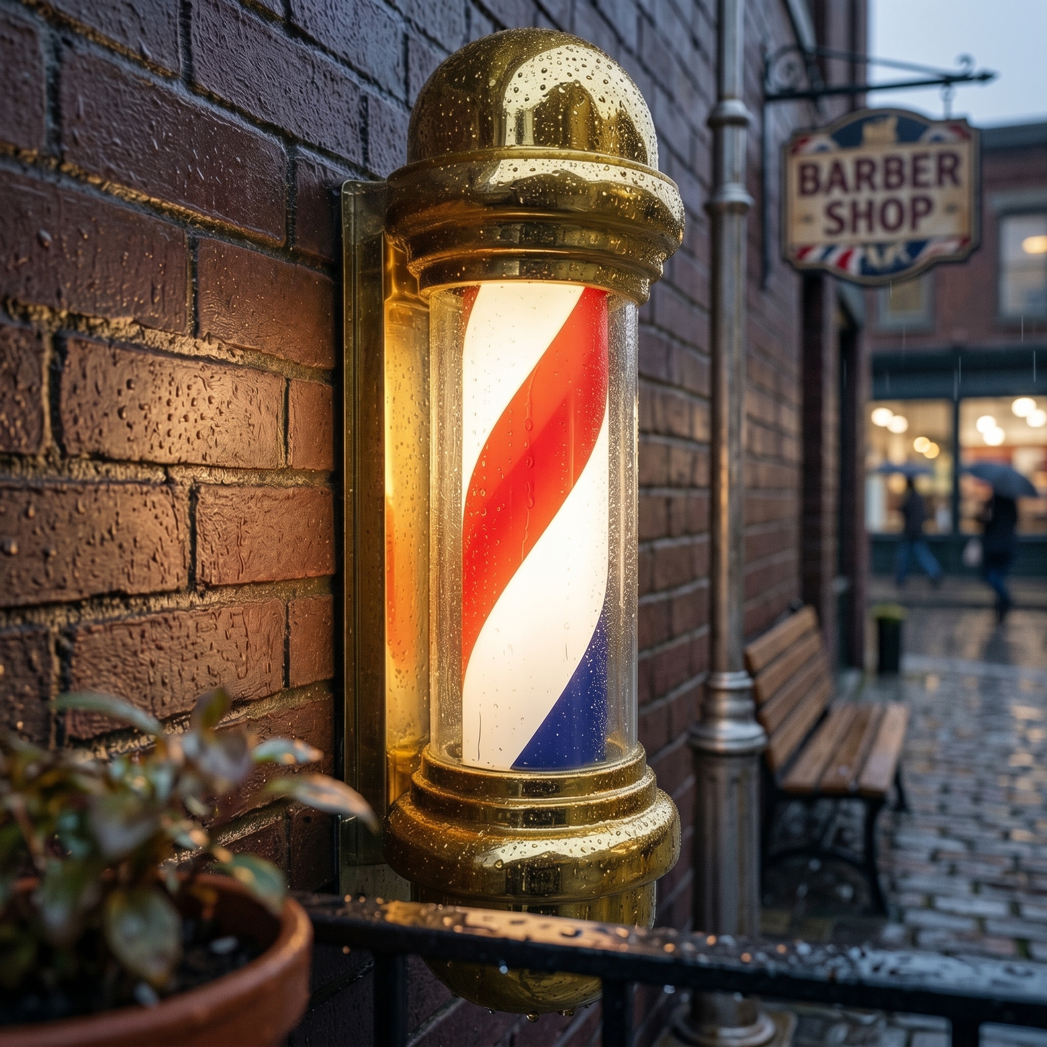 Outdoor Lighting Poles - LED Barber Pole Transparent Cover Wall-Mounted