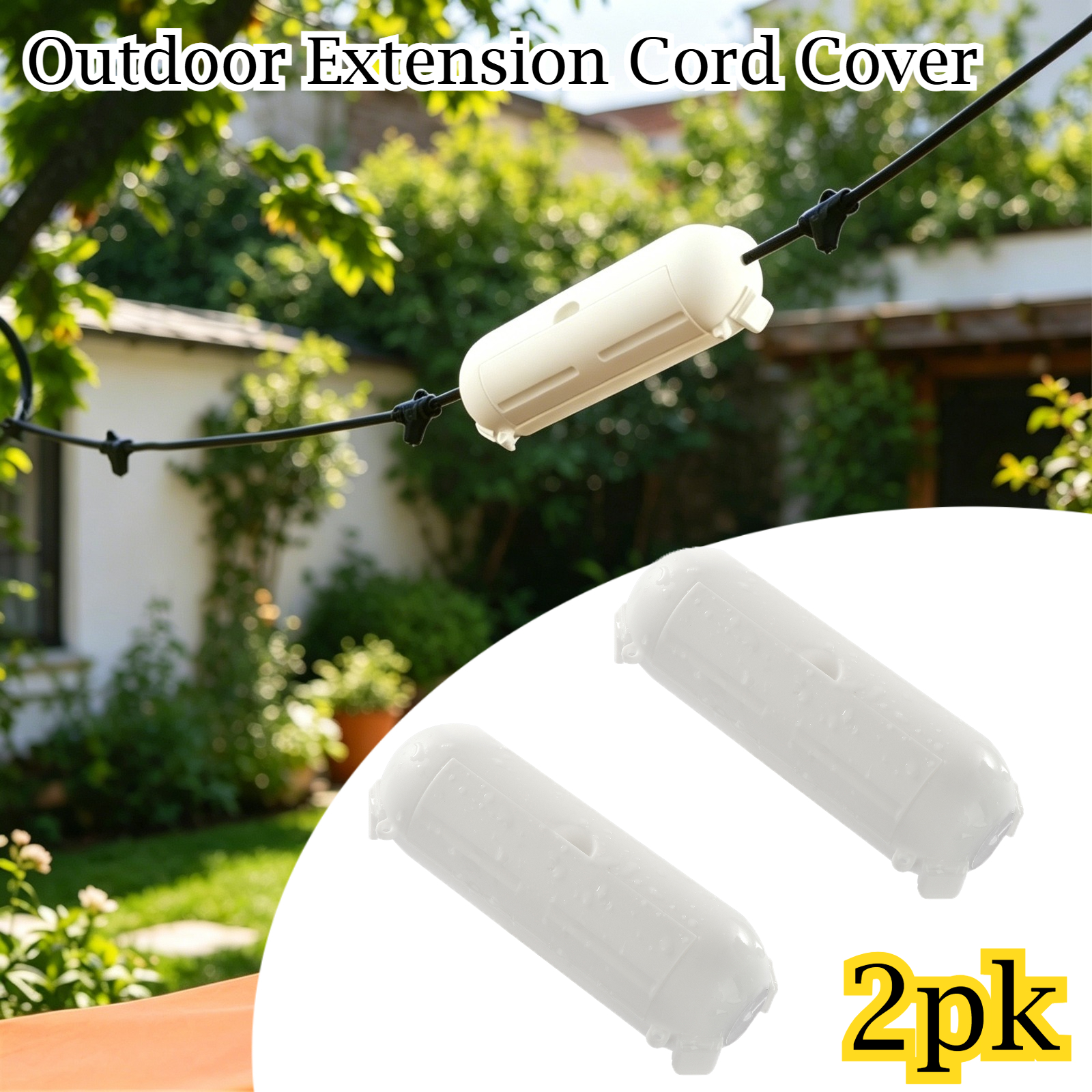Outdoor Lighting Extension Cord - 2 Pack Waterproof Outdoor Connection Box