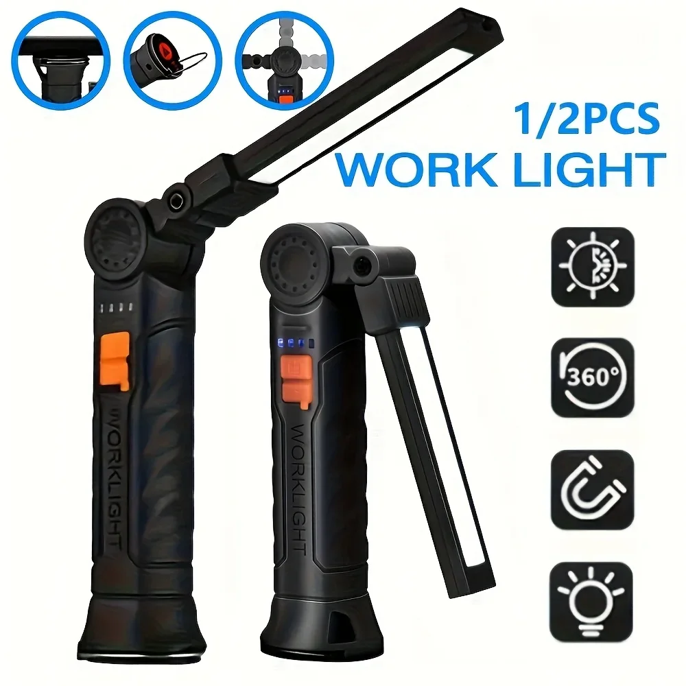 Hanging Outdoor Lighting - Portable COB LED Flashlight Rechargeable Work