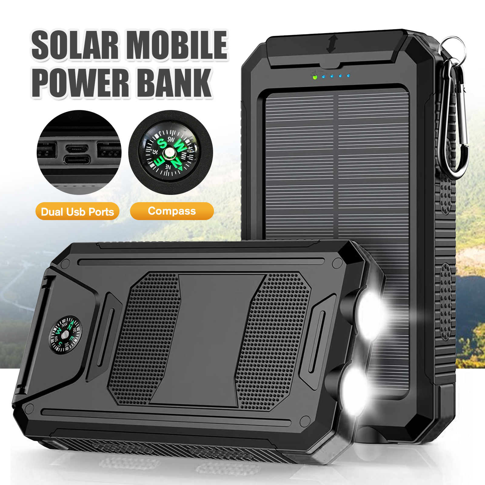 Outdoor Lighting Ideas For Party - 10000mAh Solar Power Bank Portable Waterproof