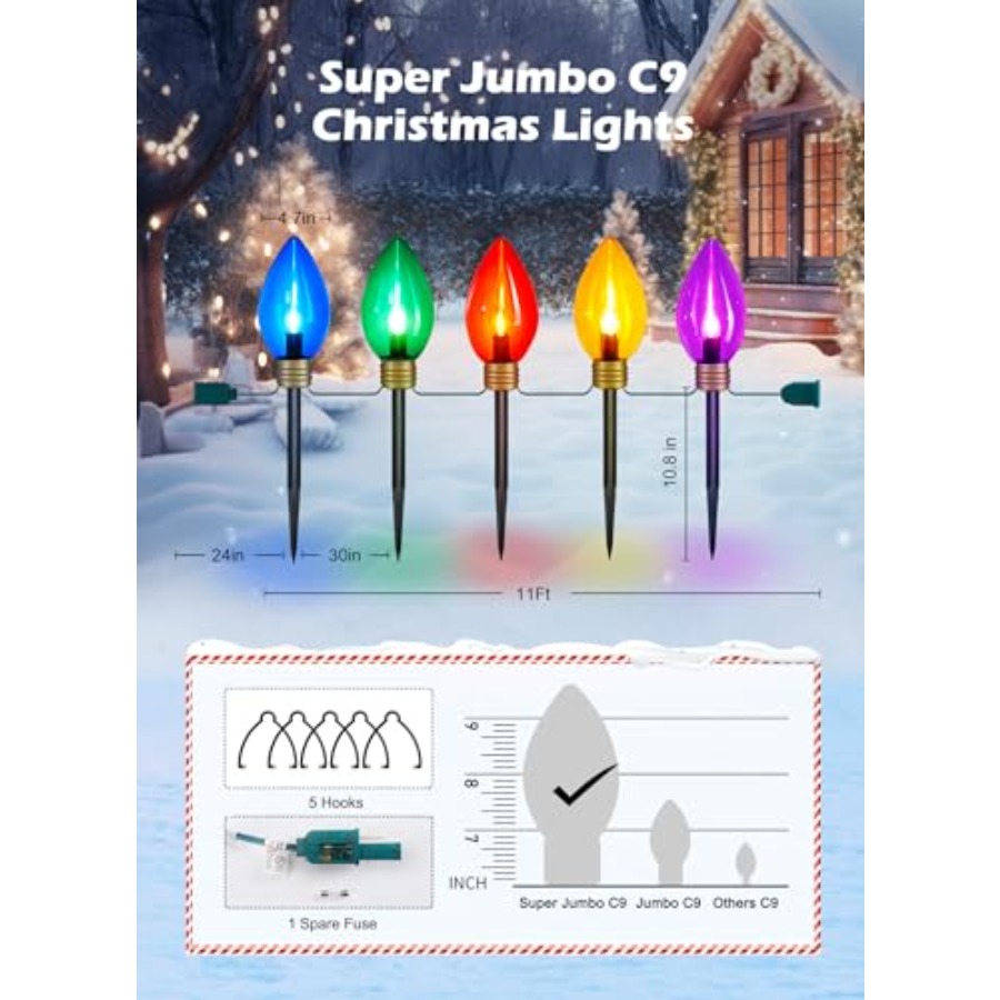 11Feet 5 LED Super Jumbo Chris - Xmas Outdoor Lighting Decorations recensie en prijs