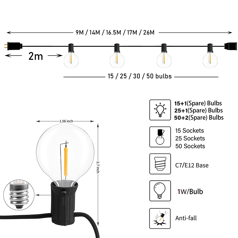 7/26M Festoon LED Globe String - Outdoor Lighting Ideas For Party recensie en prijs