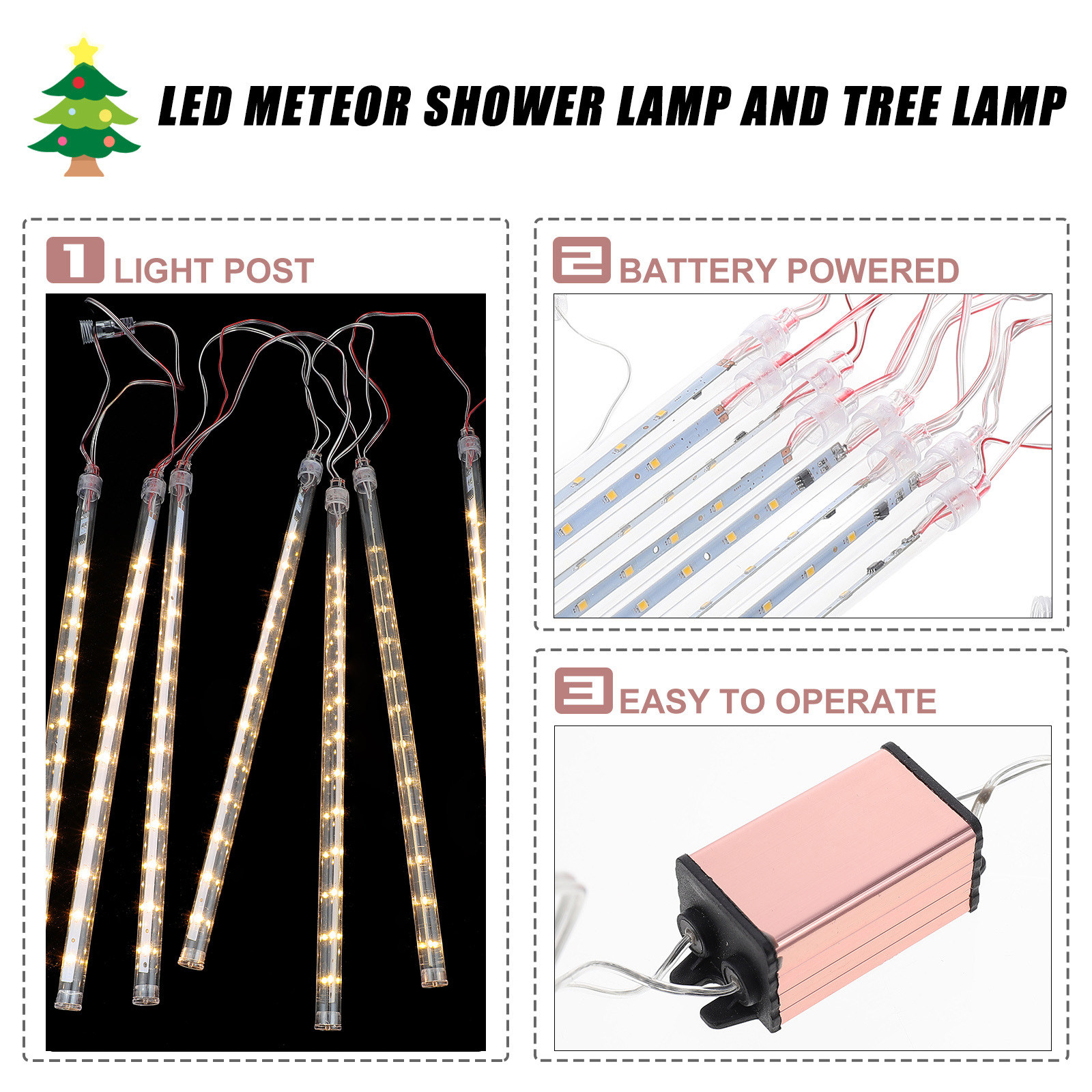 LED Meteor Shower Lights Yard  - Xmas Outdoor Lighting Decorations recensie en prijs
