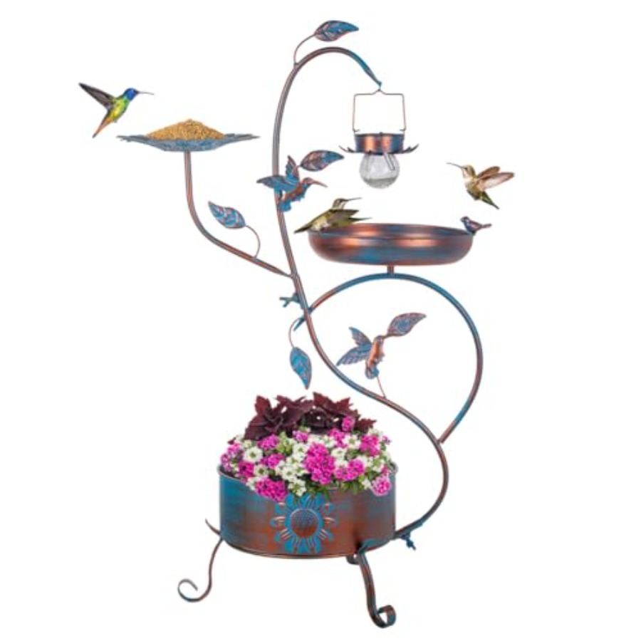 Outdoor metal bird bath with p - Outdoor Lighting For Garden recensie en prijs