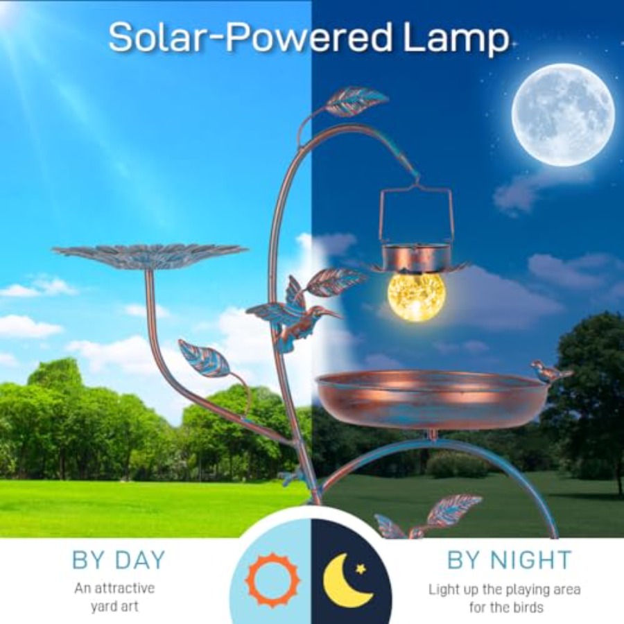 Outdoor metal bird bath with p - Outdoor Lighting For Garden recensie en prijs
