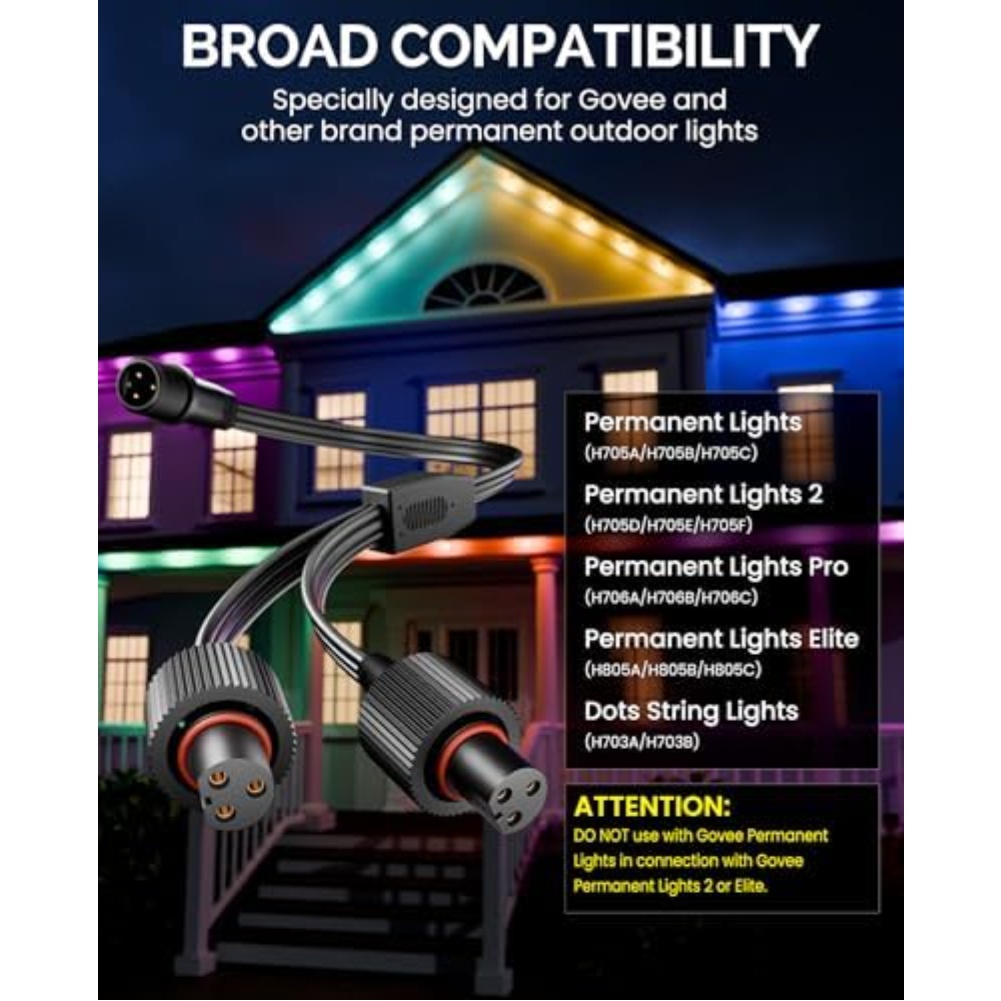 Waterproof Y-Shaped Power Spli - Outdoor Lighting Extension Cord recensie en prijs