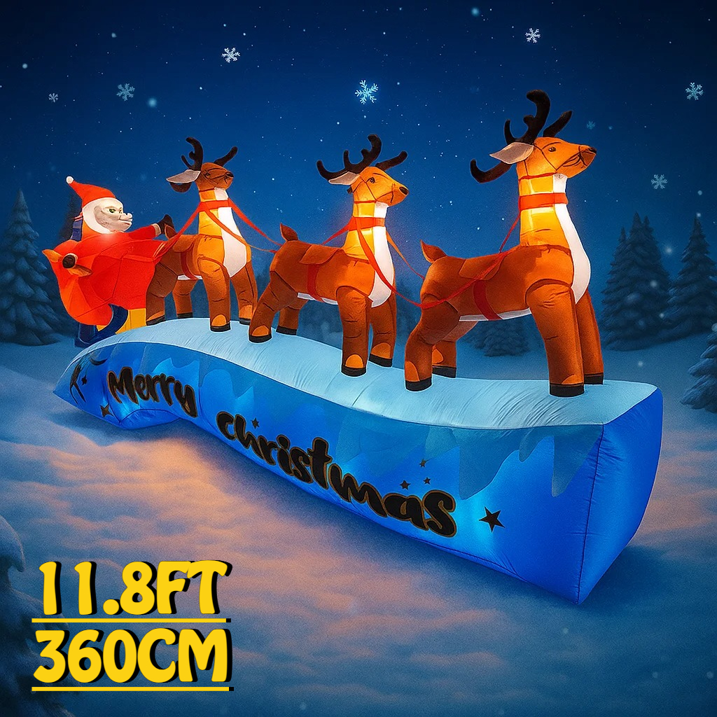 11.8FT Santa Claus Reindeer Sl - Xmas Outdoor Lighting Decorations recensie en prijs