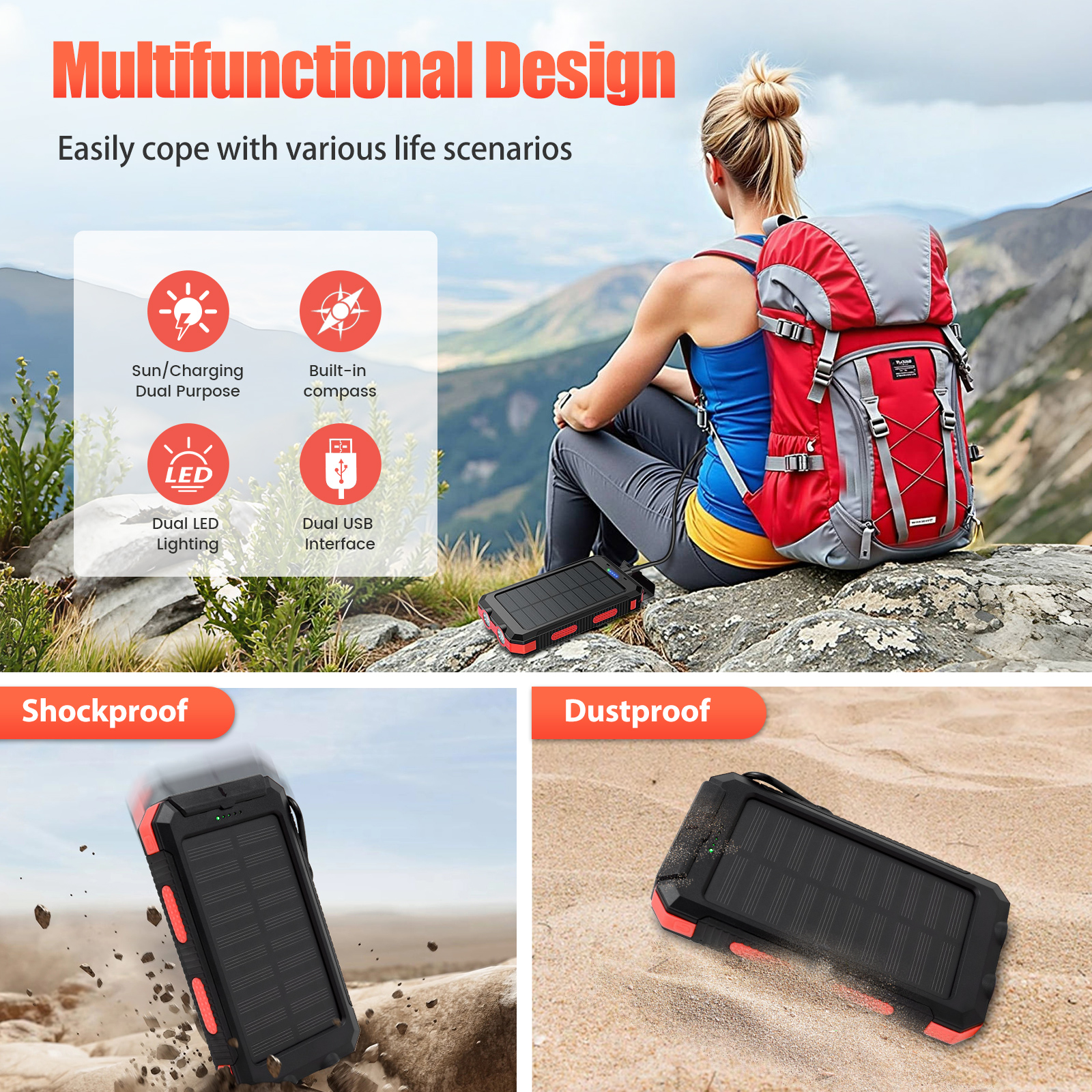 10000mAh Solar Power Bank Port - Outdoor Lighting Ideas For Party recensie en prijs
